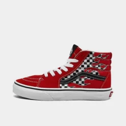 Little Kids' Vans Sk8-Hi Reflect Check Casual Shoes Racing Red/Black/White - 00D5FIZQ 601