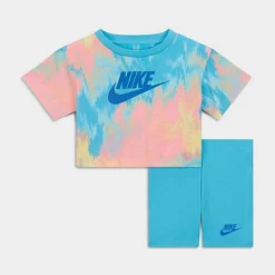 Girls' Infant Nike Boxy T-Shirt And Bike Shorts Set Ocean Bliss/Baltic Blue - 16K457 F85