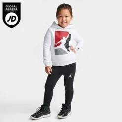 Nike Girls' Toddler Jordan Block HD Shine Hoodie And Leggings Set White/Black/Gym Red - 25B946 023