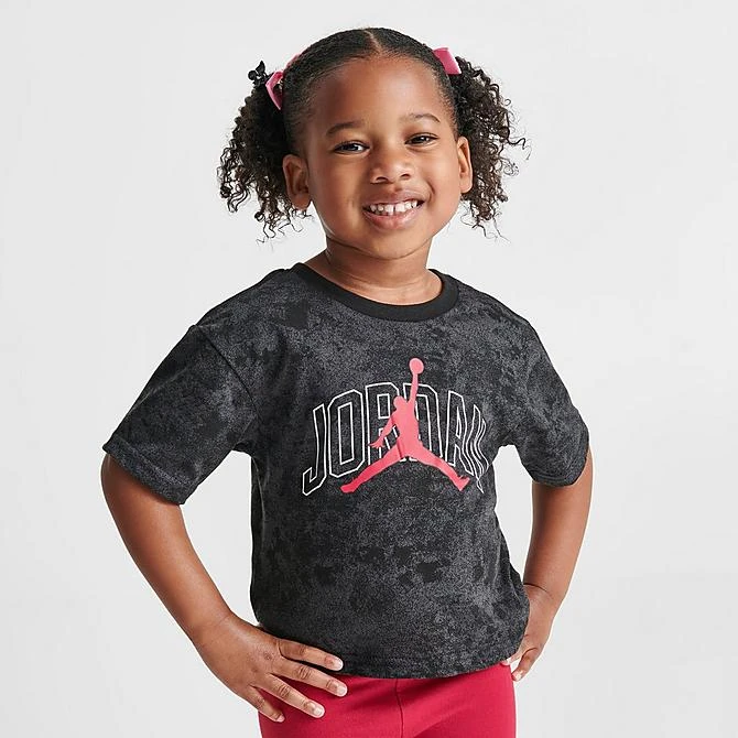 Nike Girls' Toddler Jordan Flight T-Shirt And Bike Shorts Set Black/Red - 25C299 R78 5 Nike Girls' Toddler Jordan Flight T-Shirt And Bike Shorts Set Black/Red - 25C299 R78 - Image 3