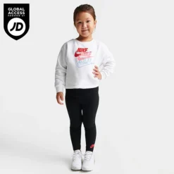 Girls' Toddler Nike Glow Time Crewneck Sweatshirt And Leggings Set White/Black/Light Crimson/Pink Glaze - 26K155Â 023