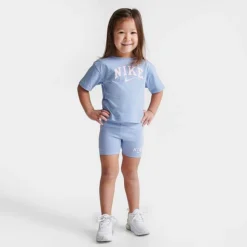 Girls' Toddler Nike T-Shirt And Bike Shorts Set Light Blue - 26K755Â U8K