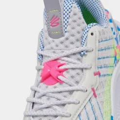 Big Kids' Under Armour Curry Flow 10 Basketball Shoes White/Electric Blue/Metallic Silver - 3026293 100 -Default Template 7 3026293 100 P3