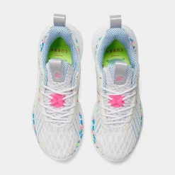 Big Kids' Under Armour Curry Flow 10 Basketball Shoes White/Electric Blue/Metallic Silver - 3026293 100 -Default Template 7 3026293 100 P5