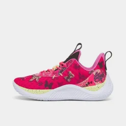 Big Kids' Under Armour Curry Flow 10 Basketball Shoes Pink/Multi - 3026296 600