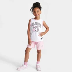 Nike Girls' Little Kids' Jordan AJ23 Jersey And Shorts Set White/Pink - 357559 A9Y