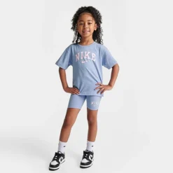 Girls' Little Kids' Nike T-Shirt And Bike Shorts Set Light Blue - 36K755Â U8K