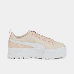 Girls' Big Kids' Puma Mayze Leather JR Casual Shoes Coral/White - 38452709 690 -Default Template 7 38452709 690 P3