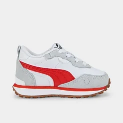 Infant Puma Rider FV Essentials Stretch Lace Casual Shoes White/Grey/Red - 38788702 100 -Default Template 7 38788702 100 P3