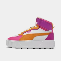 Girls' Big Kids' Puma Karmen Rebelle Mid Casual Shoes White/Pink/Orange/Purple - 38872903Â 100