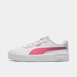 Girls' Toddler Puma Carina 2.0 Casual Shoes White/Pink/Silver - 39387801Â 100