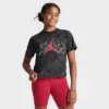 Nike Girls' Jordan Flight Wash Bf Cropped T-Shirt Black/Gym Red - 45C299TT R78 -Default Template 7 45C299TT R78 M1