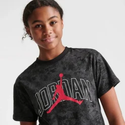 Nike Girls' Jordan Flight Wash Bf Cropped T-Shirt Black/Gym Red - 45C299TT R78 -Default Template 7 45C299TT R78 M5