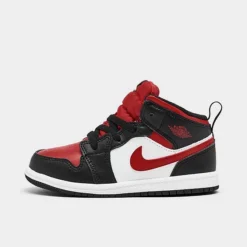 Nike Boys' Toddler Air Jordan Retro 1 Mid Casual Shoes Black/Fire Red/White - 640735Â 079