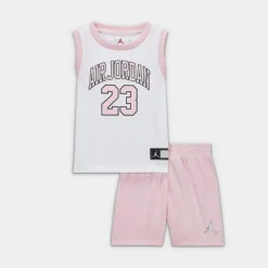 Nike Girls' Infant Jordan AJ23 Jersey And Shorts Set White/Pink - 657559G A9Y