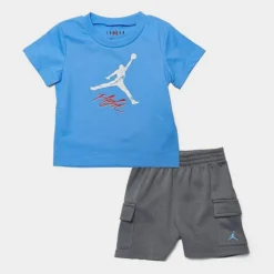 Nike Infant Jordan Jumpman Flight T-Shirt And Cargo Shorts Set Blue/Dark Grey - 65C321 M19