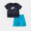 Infant Nike New Wave Allover Print T-Shirt And Shorts Set Black/Aqua - 66K513 F85 -Default Template 7 66K513 F85 M1