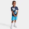Boys' Toddler Nike HBR T-Shirt And French Terry Cargo Shorts Set Navy/Aqua - 76J213 F85