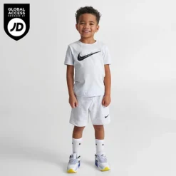 Kids' Toddler Nike Sportswear Double Swoosh T-Shirt And Shorts Set Football Grey/Dark Grey Heather - 76J416Â X58