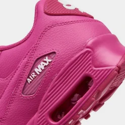 Girls' Big Kids' Nike Air Max 90 Leather Casual Shoes Laser Fuchsia/White - 833376 603 -Default Template 7 833376 603 P3