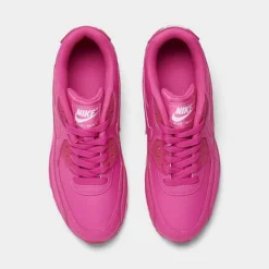 Girls' Big Kids' Nike Air Max 90 Leather Casual Shoes Laser Fuchsia/White - 833376 603 -Default Template 7 833376 603 P5