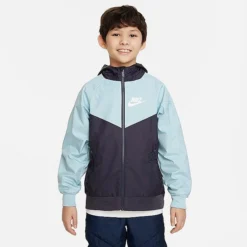 Kids' Nike Sportswear Windrunner Jacket Gridiron/Ocean Bliss/Ocean Bliss/White - 850443 018
