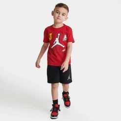 Nike Little Kids’ Jordan Gym 23 T-Shirt And Shorts Set Red/Black - 85C168 023