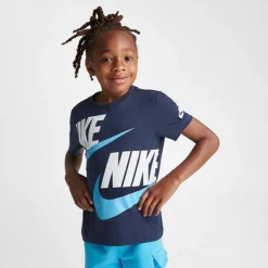 Boys' Little Kids' Nike HBR T-Shirt And French Terry Cargo Shorts Set Baltic Blue/Mid Navy - 86J213 F85 -Default Template 7 86J213 F85 M3