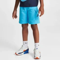 Boys' Little Kids' Nike HBR T-Shirt And French Terry Cargo Shorts Set Baltic Blue/Mid Navy - 86J213 F85 -Default Template 7 86J213 F85 M4