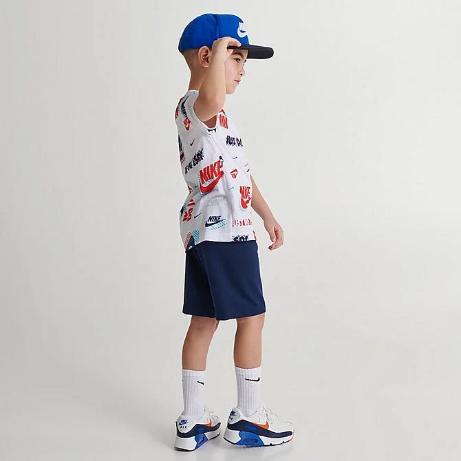 Little Kids' Nike Active Joy T-Shirt And Shorts Set White/Midnight Navy - 86K471 BAK 4 Little Kids' Nike Active Joy T-Shirt And Shorts Set White/Midnight Navy - 86K471 BAK - Image 2