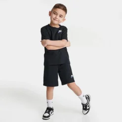 Little Kids' Nike Club LBR T-Shirt And Shorts Set Black - 86K746 023
