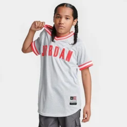 Nike Kids' Jordan V-Neck Baseball Jersey Grey/Red - 954893 G3A