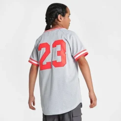 Nike Kids' Jordan V-Neck Baseball Jersey Grey/Red - 954893 G3A -Default Template 7 954893 G3A M3