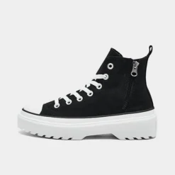 Girls' Big Kids Converse Chuck Taylor All Star High Top Lugged Casual Shoes Black/Black/White - A03011C 001
