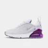 Girls' Little Kids' Nike Air Max 270 Casual Shoes Pure Platinum/Violet Frost/Midnight Navy/Metallic Silver - AO2372G 023