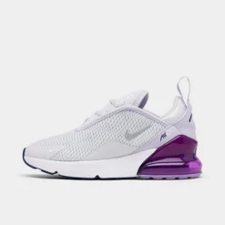 Girls' Little Kids' Nike Air Max 270 Casual Shoes Pure Platinum/Violet Frost/Midnight Navy/Metallic Silver - AO2372G 023