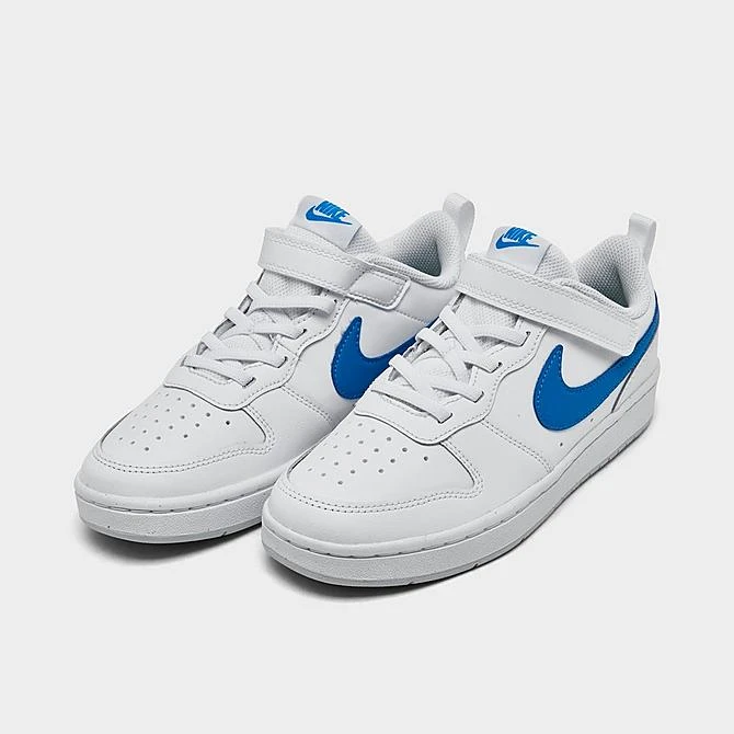 Little Kids' Nike Court Borough Low 2 Hook-and-Loop Casual Shoes White/Photo Blue/Pure Platinum - BQ5451 123 4 Little Kids' Nike Court Borough Low 2 Hook-and-Loop Casual Shoes White/Photo Blue/Pure Platinum - BQ5451 123 - Image 2