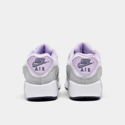 Girls' Big Kids' Nike Air Max 90 Casual Shoes White/Metallic Silver/Violet Frost/Pure Platinum - CD6864G 123 -Default Template 7 CD6864G 123 P4