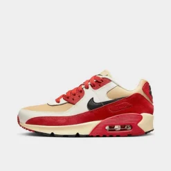 Big Kids' Nike Air Max 90 Casual Shoes Sesame/Black/Red Clay/Sail - CD6864 200