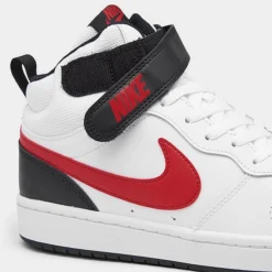 Big Kids' Nike Court Borough Mid 2 Casual Shoes White/University Red-Black - CD7782B 110 -Default Template 7 CD7782B 110 P3