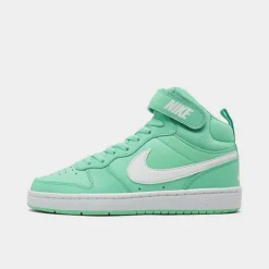 Girls' Big Kids' Nike Court Borough Mid 2 Casual Shoes Emerald Rise/White - CD7782GÂ 300