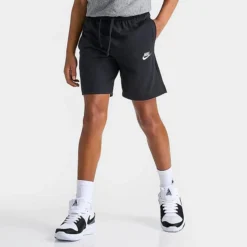 Boys' Nike Sportswear Jersey Shorts Black/White/White - DA0806 010