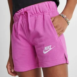 Girls' Big Kids' Nike Club French Terry Shorts Active Fuchsia/White - DA1405 623 -Default Template 7 DA1405 623 M5