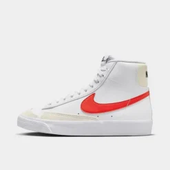 Big Kids' Nike Blazer Mid '77 Casual Shoes White/Picante Red/Coconut Milk/White - DA4086Â 110