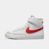Little Kids' Nike Blazer Mid '77 Hook-and-Loop Casual Shoes White/Picante Red/Coconut Milk/White - DA4087 110 -Default Template 7 DA4087 110 P1