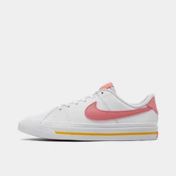 Girls' Big Kids' Nike Court Legacy Casual Shoes White/Coral Chalk/Laser Orange - DA5380GÂ 118