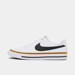 Big Kids' Nike Court Legacy Casual Shoes White/Black/Desert Ochre/Gum Light Brown - DA5380Â 102