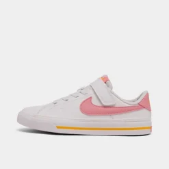 Girls' Little Kids' Nike Court Legacy Casual Shoes White/Coral Chalk/Laser Orange - DA5381G 118