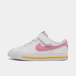 Girls' Toddler Nike Court Legacy Casual Shoes White/Coral Chalk/Laser Orange - DA5382GÂ 118