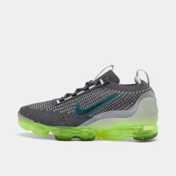 Big Kids' Nike Air VaporMax 2021 Flyknit Running Shoes Dark Grey/Black/Barely Volt/Phantom - DB1550 009